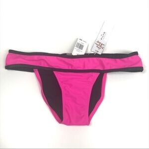 PilyQ Colorblock Hot Pink Swim Bikini Bottom Large